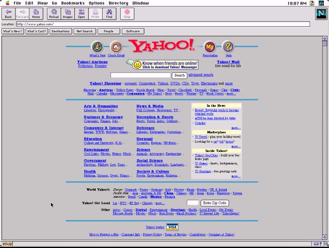 Tältä Yahoon hakukone näytti ennen aikaan.